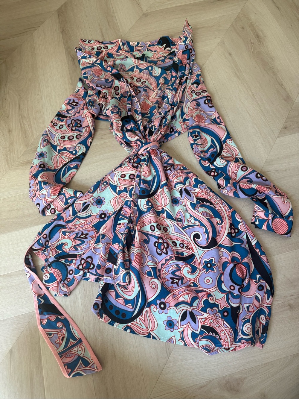 Fashion Nova Pink & Blue Paisley Midi Dress